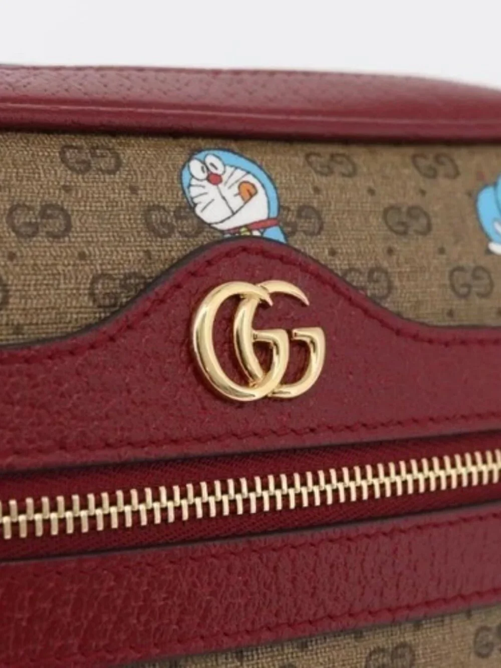 GUCCI Micro GG Supreme Doraemon x Fujiko-Pro Bag PVC Beige 647784 Auth 167167SM